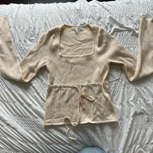 Cream long sleeve with Square Neck